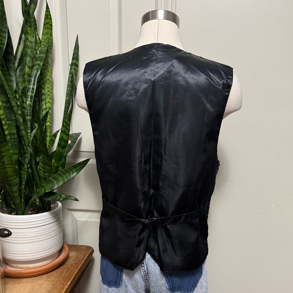 Vintage Y2K Black‎ Beaded Sequin Vest Glam Party Size L - Picture 10 of 10